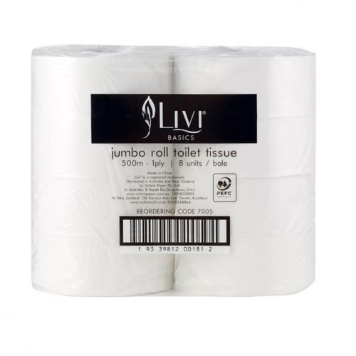 Jumbo rolls 1ply, 500m Livi Basics