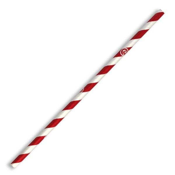 Paper Straws Regular BioStraw Red Stripe 6mm - BioPak