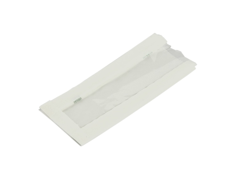 White glassine NatureFlex window hot bag 10x15x25cm  - Vegware