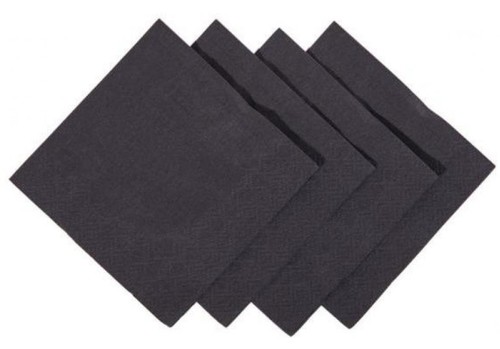 Cocktail Napkins 1/4 Fold - Black, 240mm x 240mm, 2 Ply - Matthews