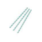 Straw 8 x 20cm PAPER aqua stripe, Carton 4000 - Vegware