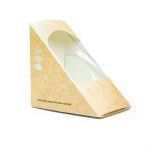 Box sandwich wedge 12 x 12 x 8cm wide kraft - Vegware