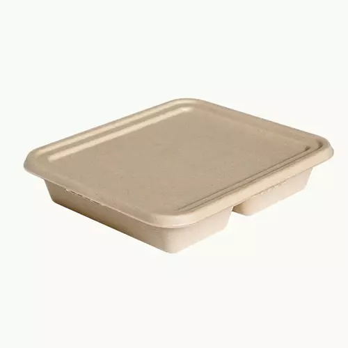 3 Compartment Sugarcane Box & Lid. Carton 200 sets - Ecoware