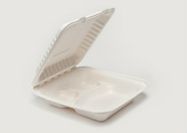 Clam Tray Sugar Cane 20x21cm 3comp, Carton 200 - Vegware