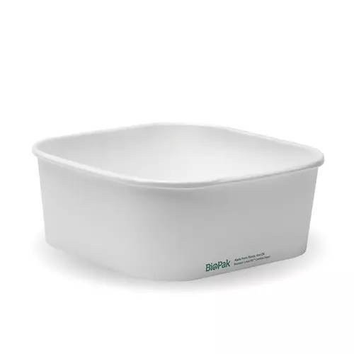 1200ml White  BioBoard Square Takeaway Base - Biopak