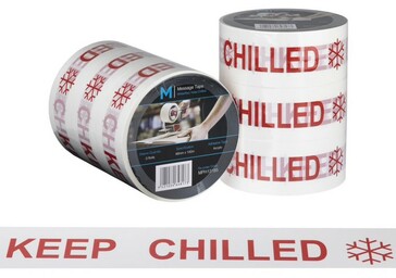 Message Tape Keep Chilled - White/Red, 48mm x 100m x 50mu - Matthews