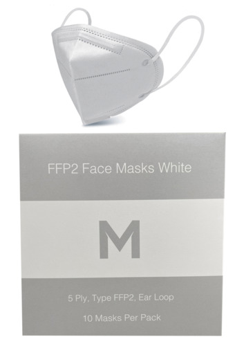 FFP2 Protective Face Masks - White, 5 Ply, Ear Loop Design  - Matthews