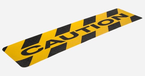 Safety Tread General Purpose Cleats - 600 x 150mm - Black/Yellow Stripe CAUTION